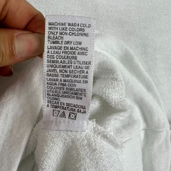 Standard James Perse Womens 0 Supima Cotton White Top Tee Terry Visible Mending - Picture 6 of 8